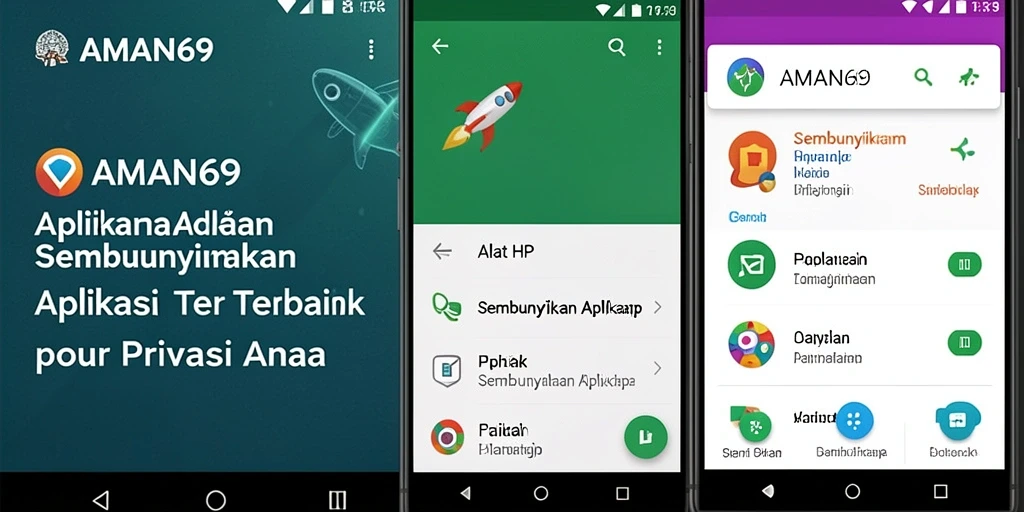 Tampilan antarmuka AMAN69 yang menawan dengan fitur sembunyikan aplikasi.