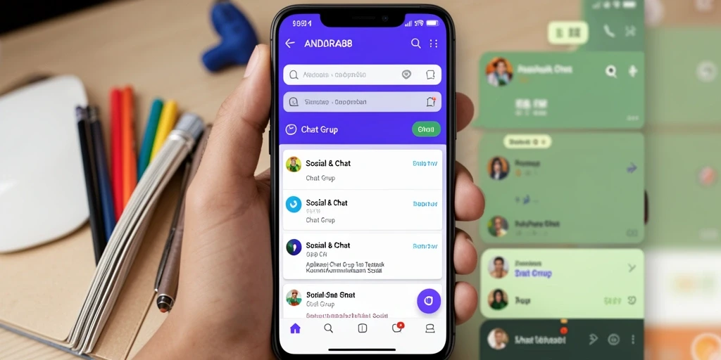 Antarmuka interaktif dari aplikasi Chat Grup ANDARA88.