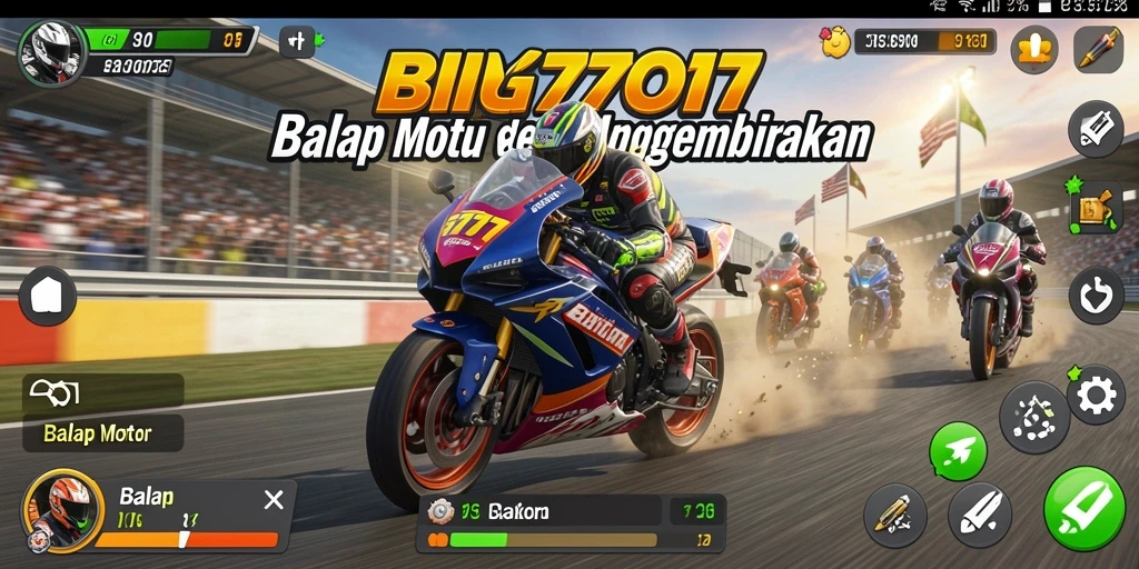 Screenshot utama BIG777 menampilkan balapan motor yang seru dan grafis yang memukau.