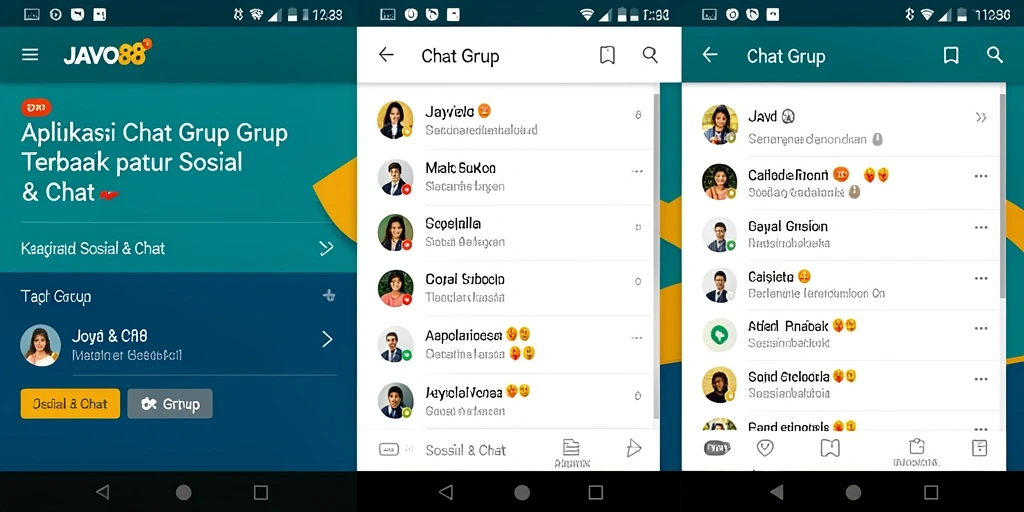 Tampilan antarmuka JAVO88 yang menarik dan mudah digunakan untuk Chat Grup.