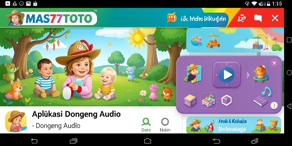 Tampilan antarmuka menarik <strong>MAS77TOTO</strong> untuk mendengar dongeng audio.