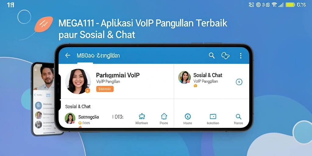 Tampilan utama MEGA111 dengan fitur panggilan VoIP yang intuitif.