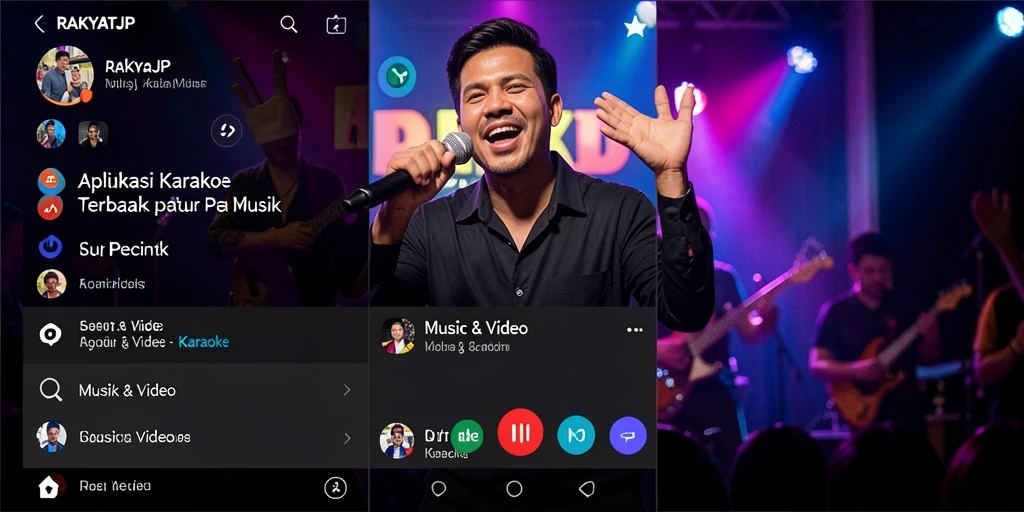 Antarmuka pengguna aplikasi Karaoke RAKYATJP dengan fitur menarik.