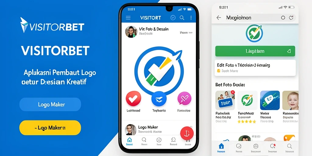 Screenshot antarmuka VISITORBET menampilkan fitur Logo Maker yang mudah digunakan.